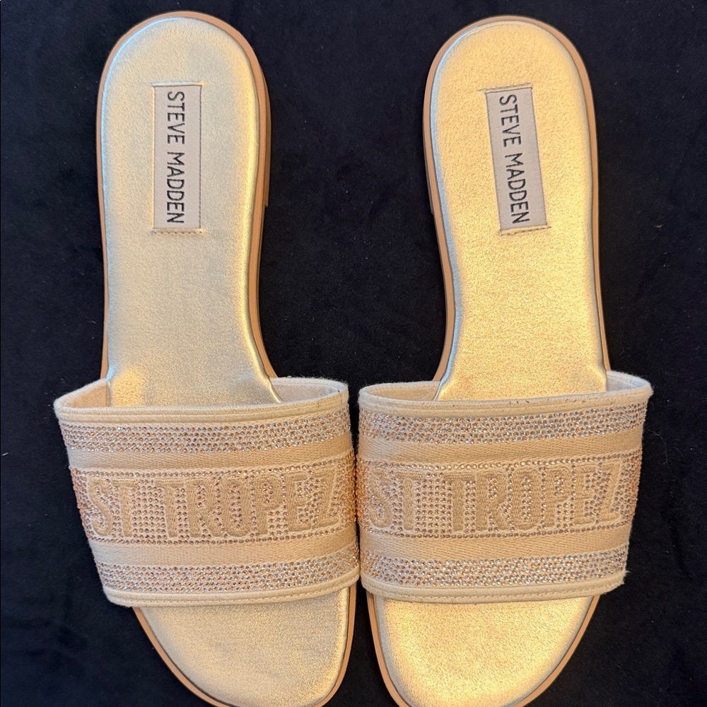 Steve Madden Shimmering Gold Slide Sandals